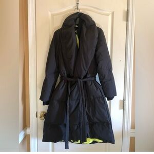 Alice + Olivia Black Puffer Coat with Neon Accents
